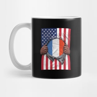 France Flag American Flag Ripped - Gift for French From France Mug